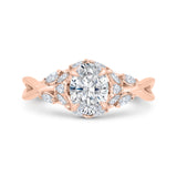 14K Rose Gold Oval Cut Diamond Engagement Ring (Semi-Mount)