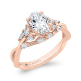 14K Rose Gold Oval Cut Diamond Engagement Ring (Semi-Mount)