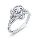 14K White Gold Heart Cut Diamond Engagement Ring (Semi-Mount)