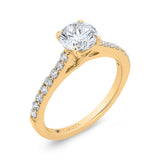 14K Yellow Gold Round Cut Diamond Engagement Ring (Semi-Mount)