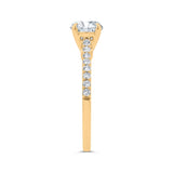 14K Yellow Gold Round Cut Diamond Engagement Ring (Semi-Mount)