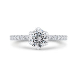 14K White Gold Round Cut Diamond Engagement Ring (Semi-Mount)