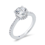 14K White Gold Round Cut Diamond Engagement Ring (Semi-Mount)