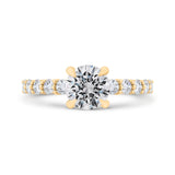 14K Yellow Gold Round Cut Diamond Engagement Ring (Semi-Mount)