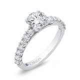 14K White Gold Round Cut Diamond Engagement Ring (Semi-Mount)
