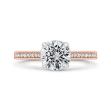 14K Two Tone Gold Round Cut Diamond Engagement Ring (Semi-Mount)