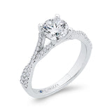 14K White Gold Round Cut Diamond Engagement Ring (Semi-Mount)