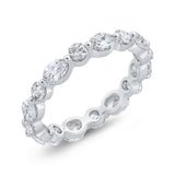 14K White Gold with Oval & Round Diamond Eternity Ring