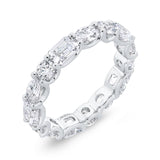 14K White Gold with Oval, Round & Emerald Diamond Eternity Ring