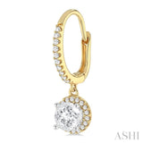 4 MM White Topaz and 1/5 Ctw Round Cut Diamond Semi-Precious Fashion Hoop Earrings in 14K Yellow and White Gold