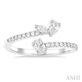 1/2 Ctw 3-Stone Mixed Diamond Cut Fashion Open Ring in 14K White Gold