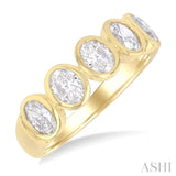 2 Ctw 5-Stone Bezel Set Oval Cut Diamond Fashion Band in 14K Yellow Gold