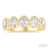 2.00 Ctw 5-Stone Bezel Set Oval Cut Diamond Fashion Band in 14K Yellow Gold