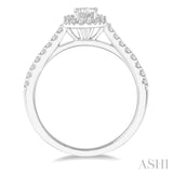 1/6 Ctw Octagon Shape Semi Mount Round Cut Diamond Ring in 14K White Gold