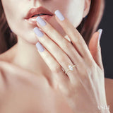 5/8 Ctw Marquise Shape Round Cut Diamond Semi Mount Engagement Ring in 14K Yellow Gold