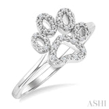 1/20 Ctw Dog Paw Round Cut Diamond Fashion Ring in Sterling Silver