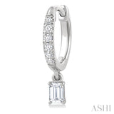 3/8 Ctw Octagon Shape and Round Cut Diamond Fashion Huggie Petite Earrings in 14K White Gold