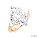 1 Ctw Marquise Shape Trillion and Round Cut Diamond Semi Mount Engagement Ring in 14K Rose and White Gold