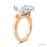 1 Ctw Marquise Shape Trillion and Round Cut Diamond Semi Mount Engagement Ring in 14K Rose and White Gold