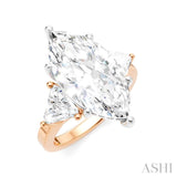 1 Ctw Marquise Shape Trillion and Round Cut Diamond Semi Mount Engagement Ring in 14K Rose and White Gold
