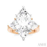 1 Ctw Marquise Shape Trillion and Round Cut Diamond Semi Mount Engagement Ring in 14K Rose and White Gold