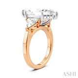 1 Ctw Marquise Shape Trillion and Round Cut Diamond Semi Mount Engagement Ring in 14K Rose and White Gold