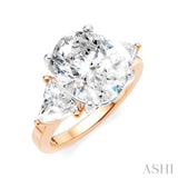 1 Ctw Oval Shape Trillion Cut & Round Cut Diamond Semi Mount Engagement Ring in 14K Rose and White Gold