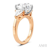 1 Ctw Oval Shape Trillion Cut & Round Cut Diamond Semi Mount Engagement Ring in 14K Rose and White Gold