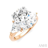 1 Ctw Oval Shape Trillion Cut & Round Cut Diamond Semi Mount Engagement Ring in 14K Rose and White Gold