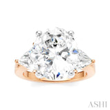 1 Ctw Oval Shape Trillion Cut & Round Cut Diamond Semi Mount Engagement Ring in 14K Rose and White Gold