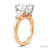 1 Ctw Oval Shape Trillion Cut & Round Cut Diamond Semi Mount Engagement Ring in 14K Rose and White Gold