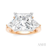 1 Ctw Princess Shape Trillion Cut & Round Cut Diamond Semi Mount Engagement Ring in 14K Rose and White Gold