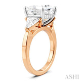 1 Ctw Princess Shape Trillion Cut & Round Cut Diamond Semi Mount Engagement Ring in 14K Rose and White Gold