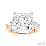 1 Ctw Princess Shape Trillion Cut & Round Cut Diamond Semi Mount Engagement Ring in 14K Rose and White Gold