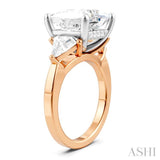 1 Ctw Princess Shape Trillion Cut & Round Cut Diamond Semi Mount Engagement Ring in 14K Rose and White Gold