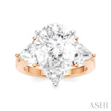 1 Ctw Pear Shape Trillion Cut & Round Cut Diamond Semi Mount Engagement Ring in 14K Rose and White Gold