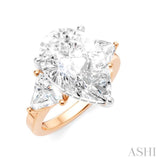 1 Ctw Pear Shape Trillion Cut & Round Cut Diamond Semi Mount Engagement Ring in 14K Rose and White Gold
