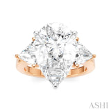 1 Ctw Pear Shape Trillion Cut & Round Cut Diamond Semi Mount Engagement Ring in 14K Rose and White Gold