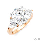 1 Ctw Circular Shape Trillion and Round Cut Diamond Semi Mount Engagement Ring in 14K Rose and White Gold