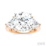 1 Ctw Circular Shape Trillion and Round Cut Diamond Semi Mount Engagement Ring in 14K Rose and White Gold
