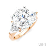 1 Ctw Circular Shape Trillion and Round Cut Diamond Semi Mount Engagement Ring in 14K Rose and White Gold