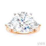 1 Ctw Circular Shape Trillion and Round Cut Diamond Semi Mount Engagement Ring in 14K Rose and White Gold
