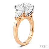 1 Ctw Circular Shape Trillion and Round Cut Diamond Semi Mount Engagement Ring in 14K Rose and White Gold
