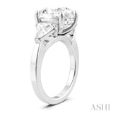 1 Ctw Oval Shape Trillion Cut & Round Cut Diamond Semi Mount Engagement Ring in 14K White Gold