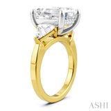 1 Ctw Emerald Shape Trillion and Round Cut Diamond Semi Mount Engagement Ring in 14K yellow and White Gold