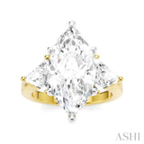 1 Ctw Marquise Shape Trillion and Round Cut Diamond Semi Mount Engagement Ring in 14K Yellow and White Gold