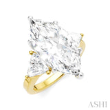 1 Ctw Marquise Shape Trillion and Round Cut Diamond Semi Mount Engagement Ring in 14K Yellow and White Gold