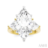 1 Ctw Marquise Shape Trillion and Round Cut Diamond Semi Mount Engagement Ring in 14K Yellow and White Gold
