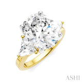1 Ctw Oval Shape Trillion Cut & Round Cut Diamond Semi Mount Engagement Ring in 14K Yellow and White Gold
