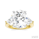 1 Ctw Oval Shape Trillion Cut & Round Cut Diamond Semi Mount Engagement Ring in 14K Yellow and White Gold